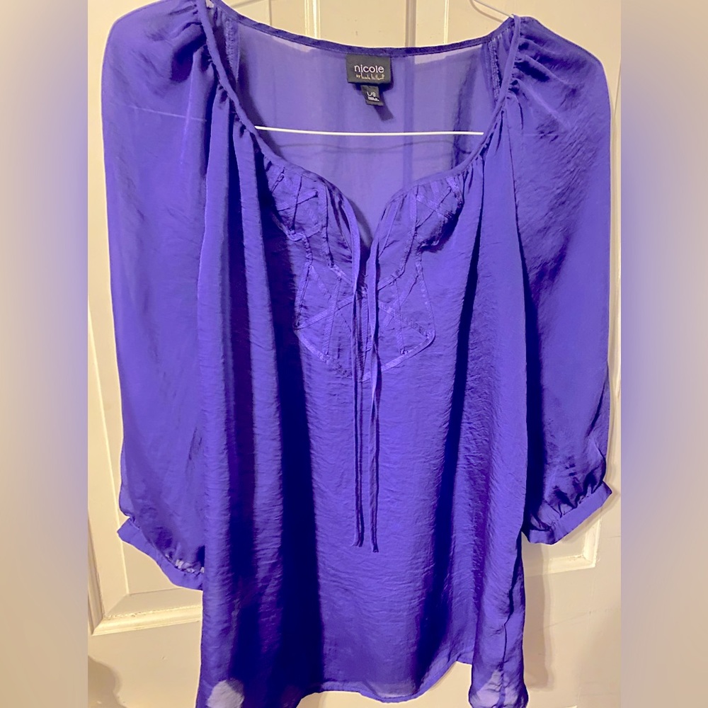 Purple silky blouse-L